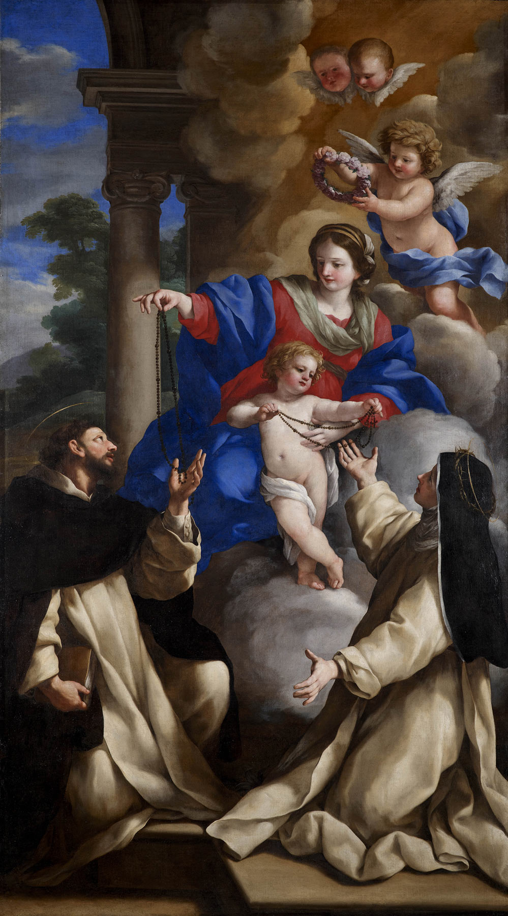 Giovan Francesco Romanelli, Madonna del Rosario (1652; olio su tela, 268 x 150 cm; Roma, chiesa dei Santi Domenico e Sisto)
