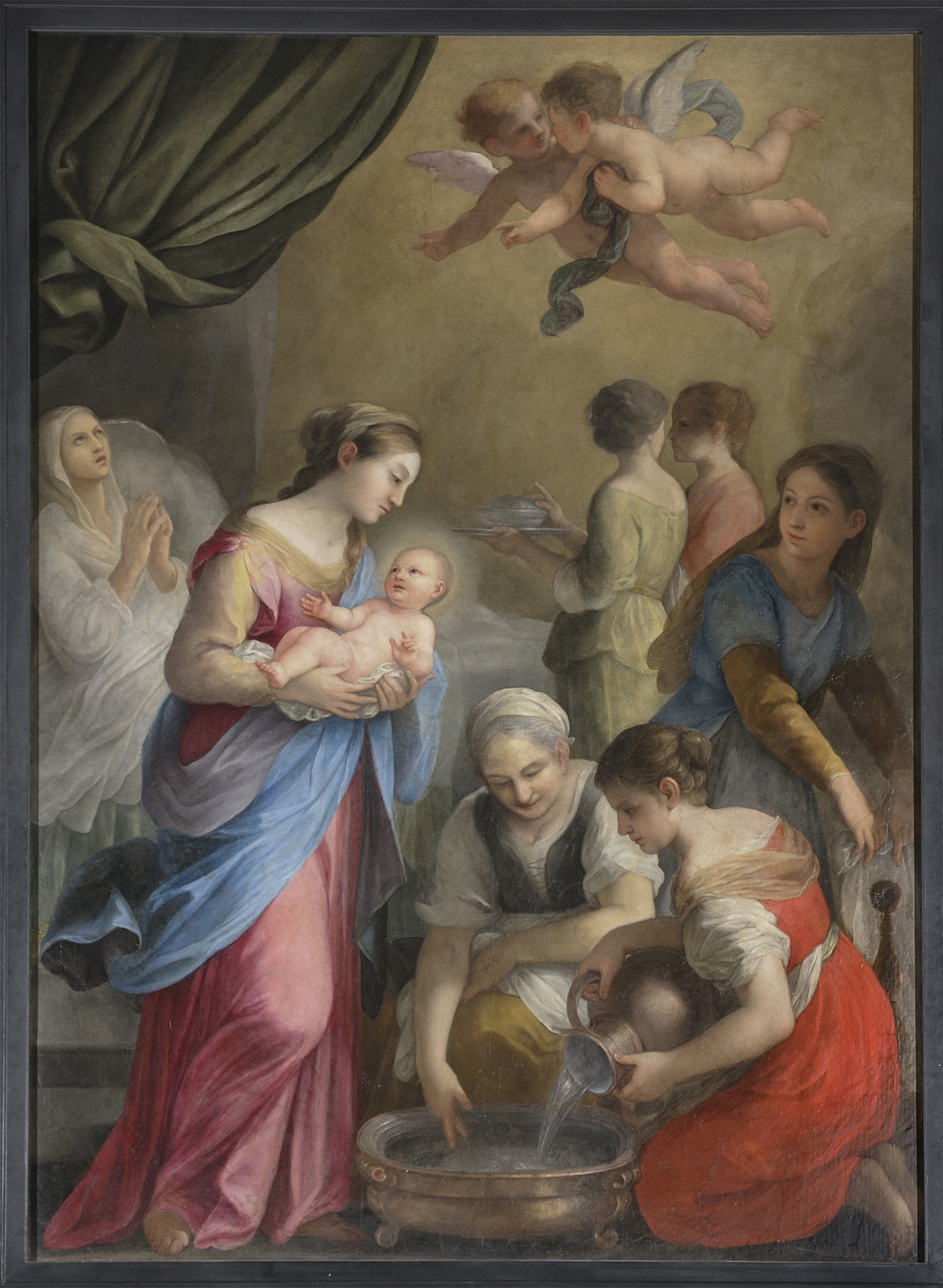Plautilla Bricci, Stendardo della Compagnia della Misericordia raffigurante la nascita e il martirio di san Giovanni Battista (1675; olio su tela, 247 x 175 cm; Poggio Mirteto, chiesa di San Giovanni Battista)
