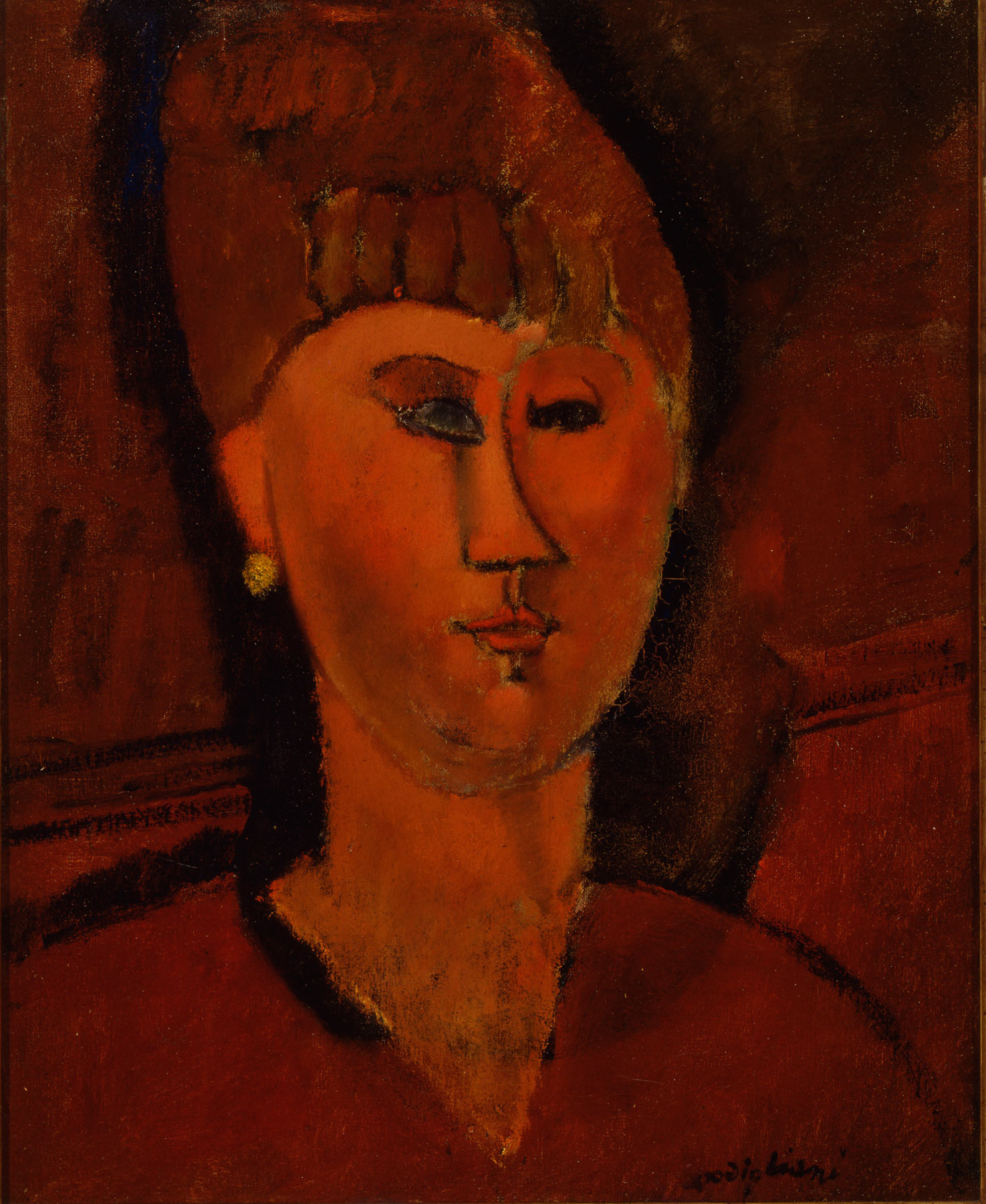 Amedeo Modigliani, La ragazza rossa (Testa di donna dai capelli rossi) (1915; olio su tela, 46 x 38 cm; Torino, GAM - Galleria Civica d’Arte Moderna e Contemporanea)
