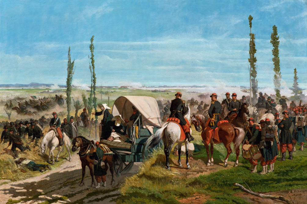 Giovanni Fattori, Il campo italiano dopo la battaglia di Magenta, versione ridotta (1862; olio su tela, 117 x 175 cm; Collezione privata)
