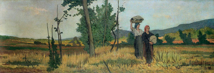 Giovanni Fattori, Costumi livornesi (Adiacenze e costumi livornesi presso l’Ardenza) (1865 circa; olio su tela, 39 x 112 cm; Collezione privata)
