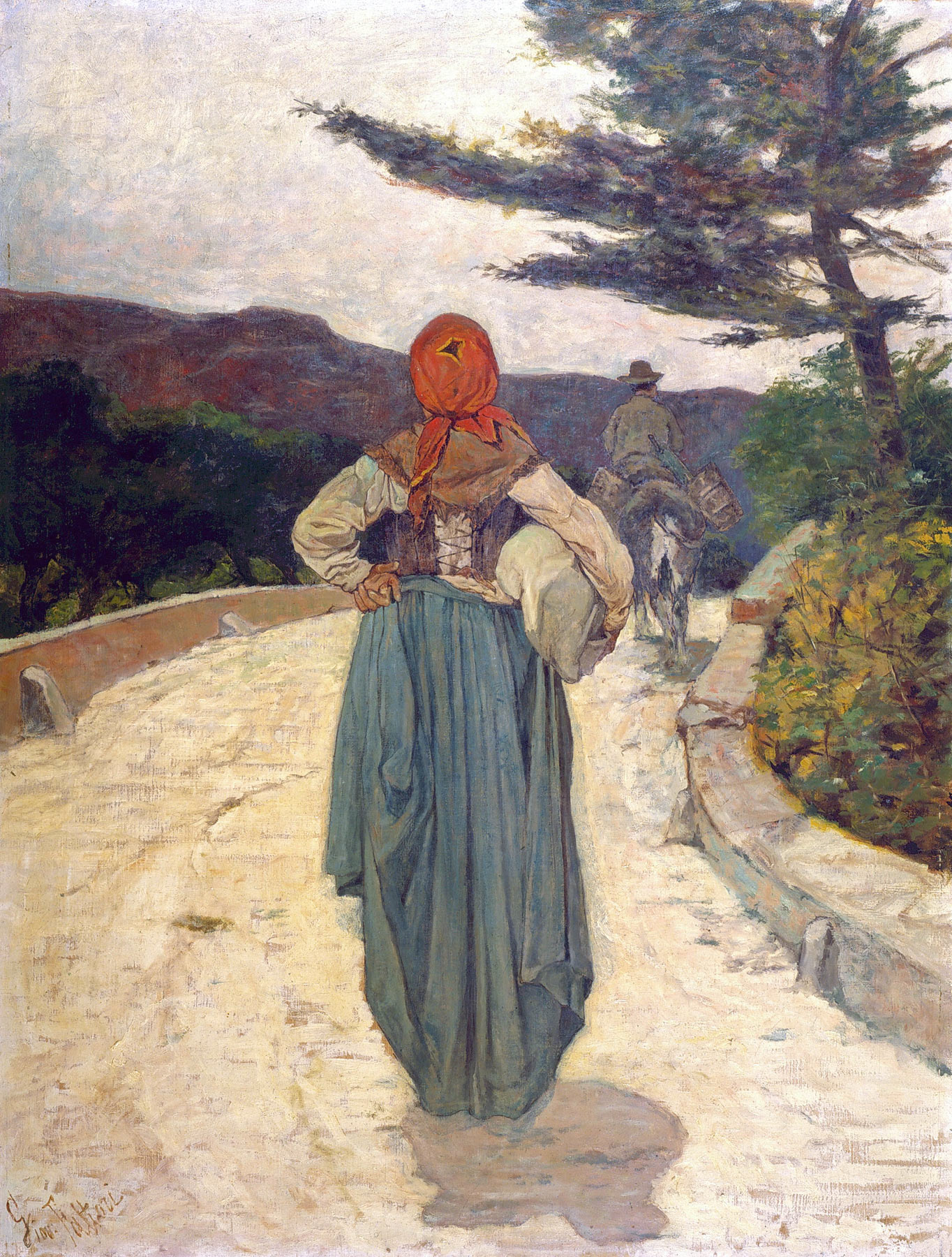 Giovanni Fattori, La strada bianca (1887 circa; olio su tela, 95 x 73 cm; Viareggio, Istituto Matteucci)
