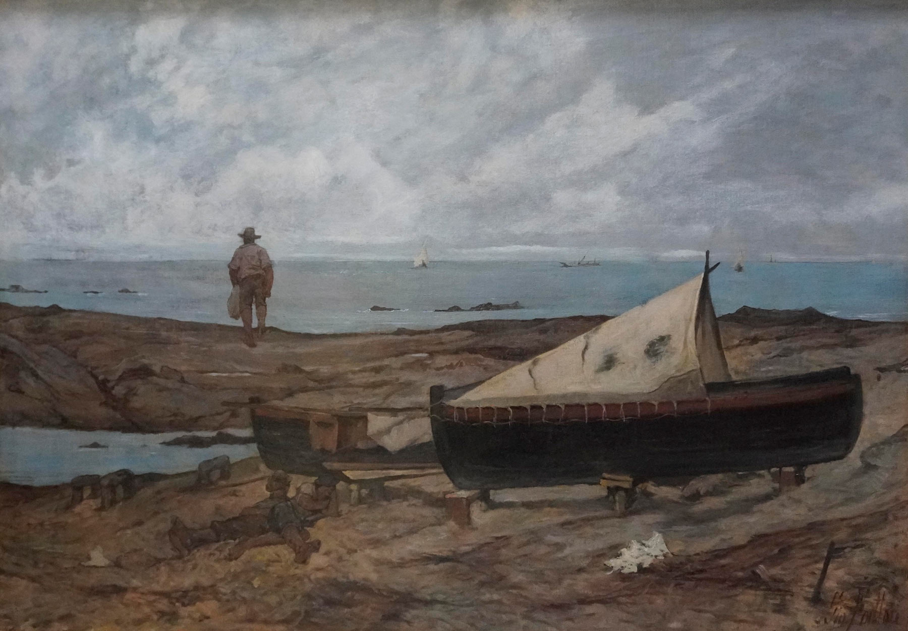 Giovanni Fattori, Sulla spiaggia (Giornata grigia) (1893; olio su tela, 69,5 x 99,5 cm; Livorno, Museo Civico Giovanni Fattori)
