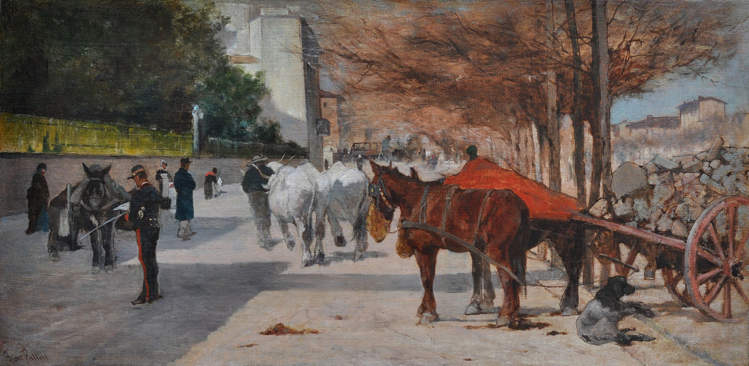 Giovanni Fattori, Viale Principe Amedeo a Firenze (1880-1881; olio su tela, 31 x 60 cm; Viareggio, Società di Belle Arti)
