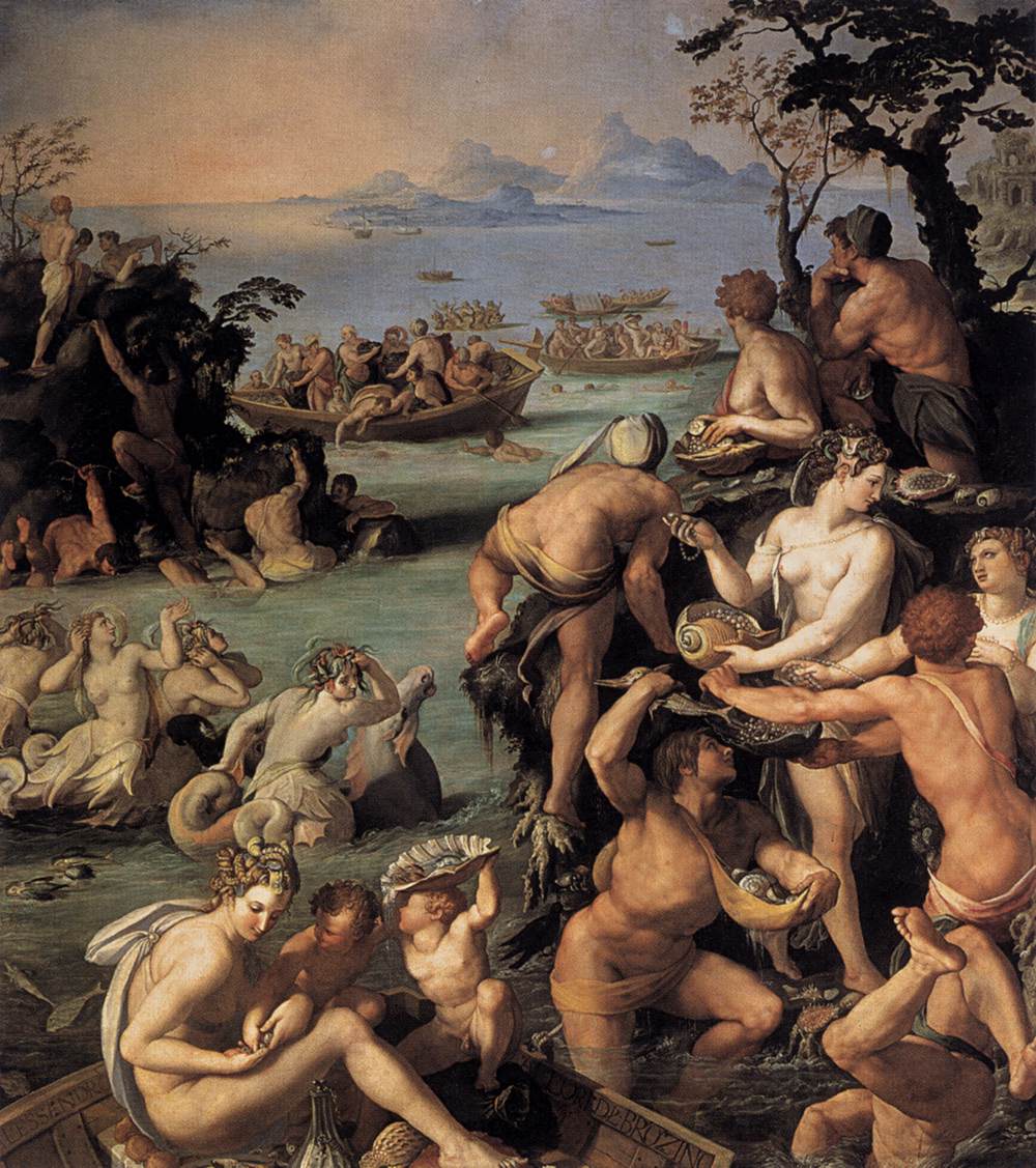 Alessandro Allori, La pesca delle perle (1570-1572; olio su lavagna, 116 x 86 cm; Firenze, Palazzo Vecchio)
