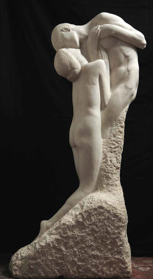 Giovanni Prini, Amanti (1909-1913; marmo, 182 × 50 × 85 cm; Roma, Galleria d’arte moderna, inv. AM 147)
