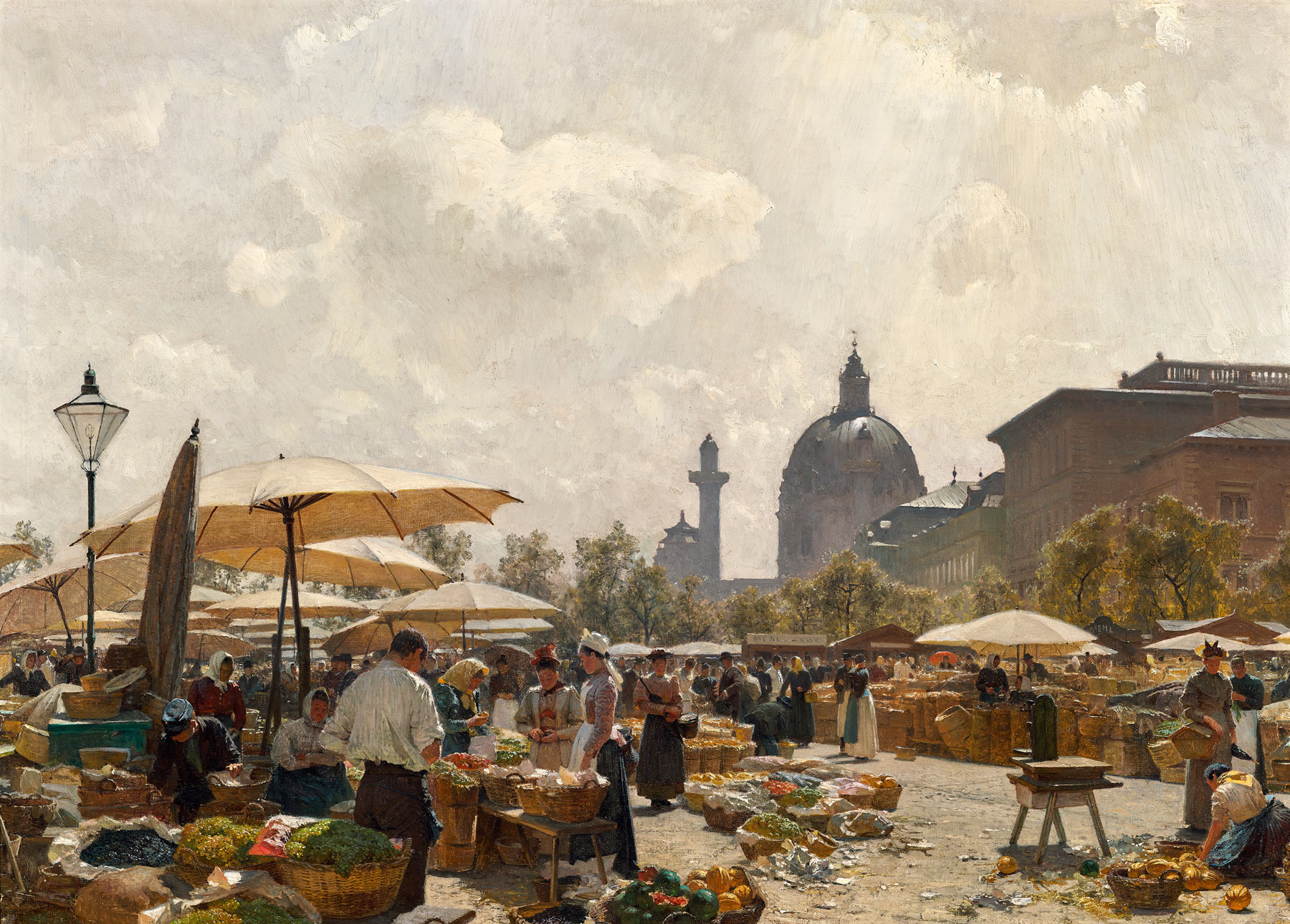 Carl Moll, Il Naschmarkt a Vienna (1894; olio su tela, 86 x 119 cm; Vienna, Belvedere, inv. 252)
