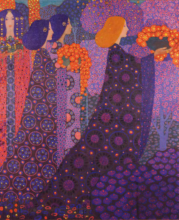 Vittorio Zecchin, Corteo delle principesse (1914; olio e oro su tela, 170 × 142,8 cm; Venezia, Fondazione Musei civici di Venezia, Galleria internazionale d’arte moderna di Ca’ Pesaro, inv. 3331)
