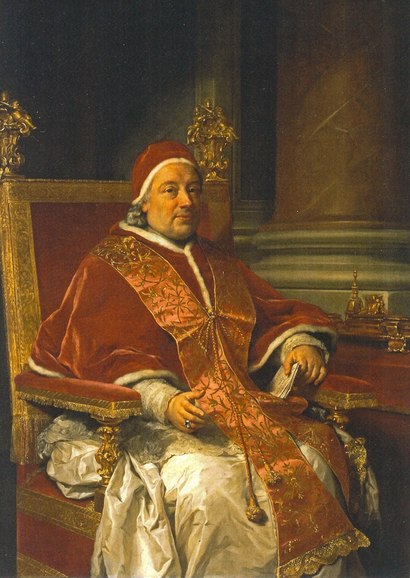 Anton Raphael Mengs, Ritratto di Papa Clemente XIII (1758; olio su tela; Bologna, Pinacoteca Nazionale).
