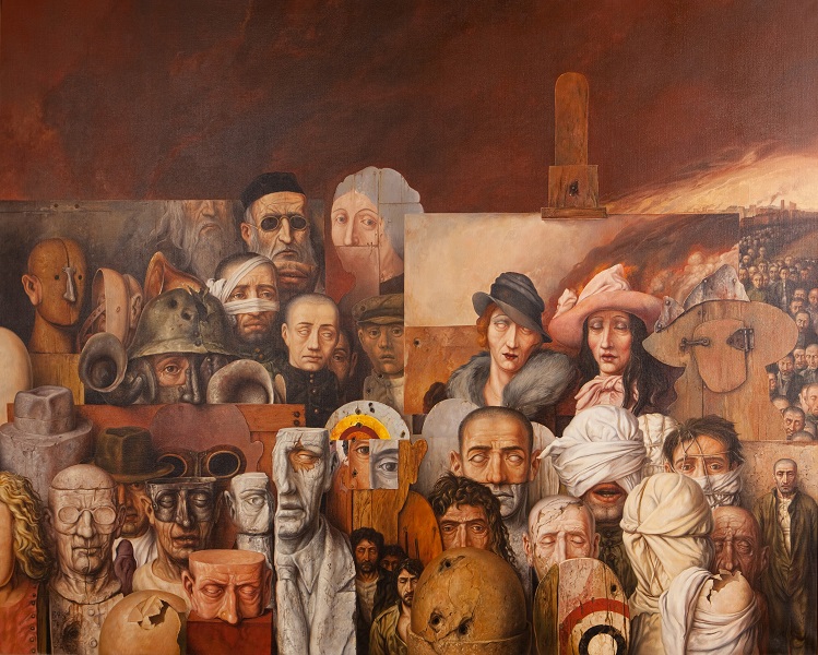 Samuel Bak, The Family (1974; olio su tela, 200 x 160 cm). Su gentile concessione di The Pucker Gallery, Boston
