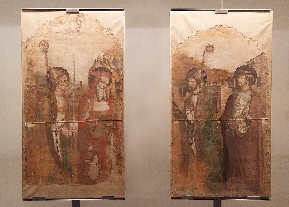 Carlo Braccesco, Sant'Erasmo, san Girolamo, un santo vescovo e san Pantaleo (1495; due tele di 105 x 60 cm ciascuna; La Spezia, Museo Diocesano)
