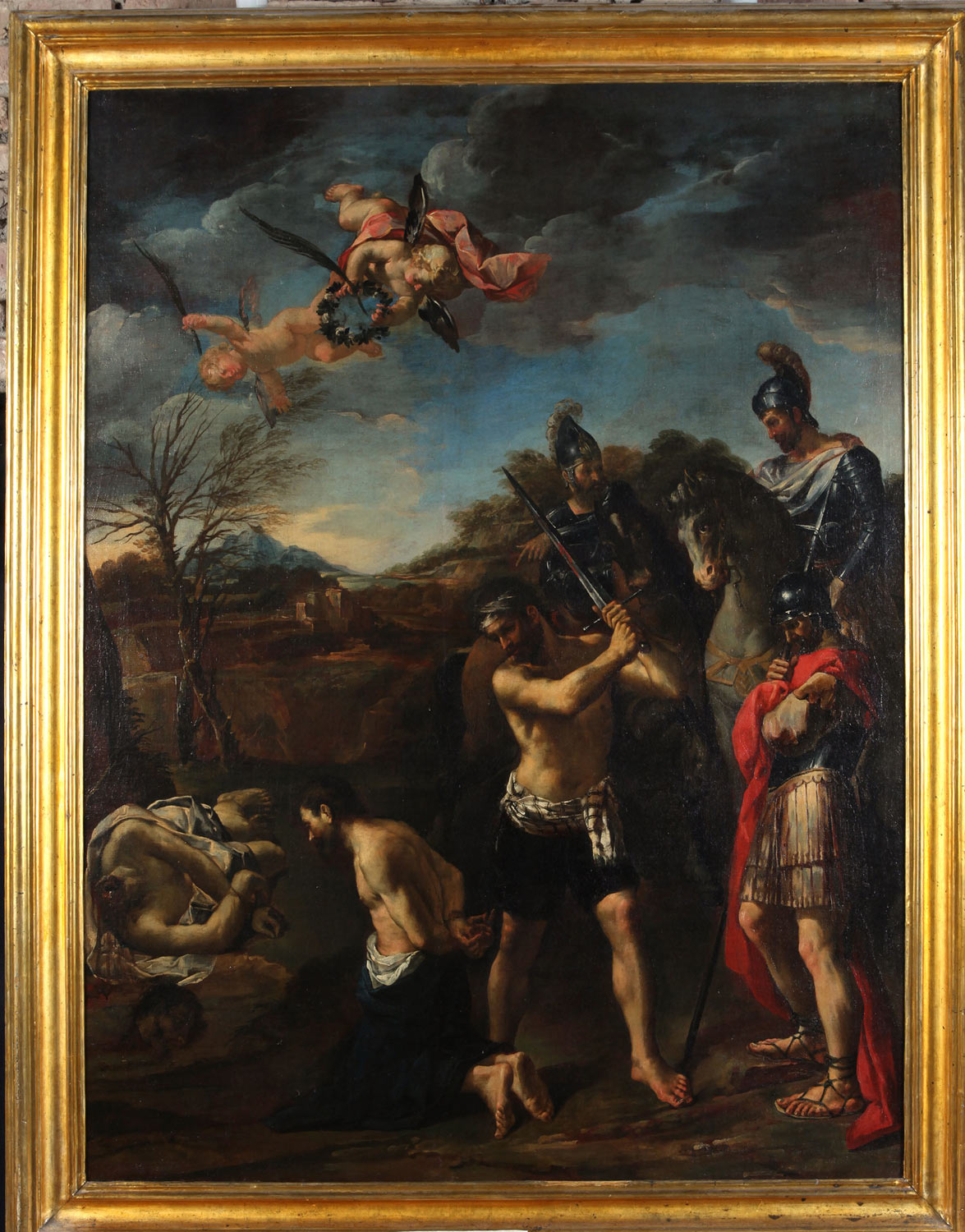 Giovanni Domenico Lombardi detto L'Ometto, Martirio dei santi Giovanni e Paolo (1715-1720 circa; olio su tela, 136 x 102,7 cm; Ro Ferrarese, Fondazione Cavallini Sgarbi)
 Giovanni Domenico Lombardi detto L'Ometto, Martirio dei santi Giovanni e Paolo (1715-1720 circa; olio su tela, 136 x 102,7 cm; Ro Ferrarese, Fondazione Cavallini Sgarbi)