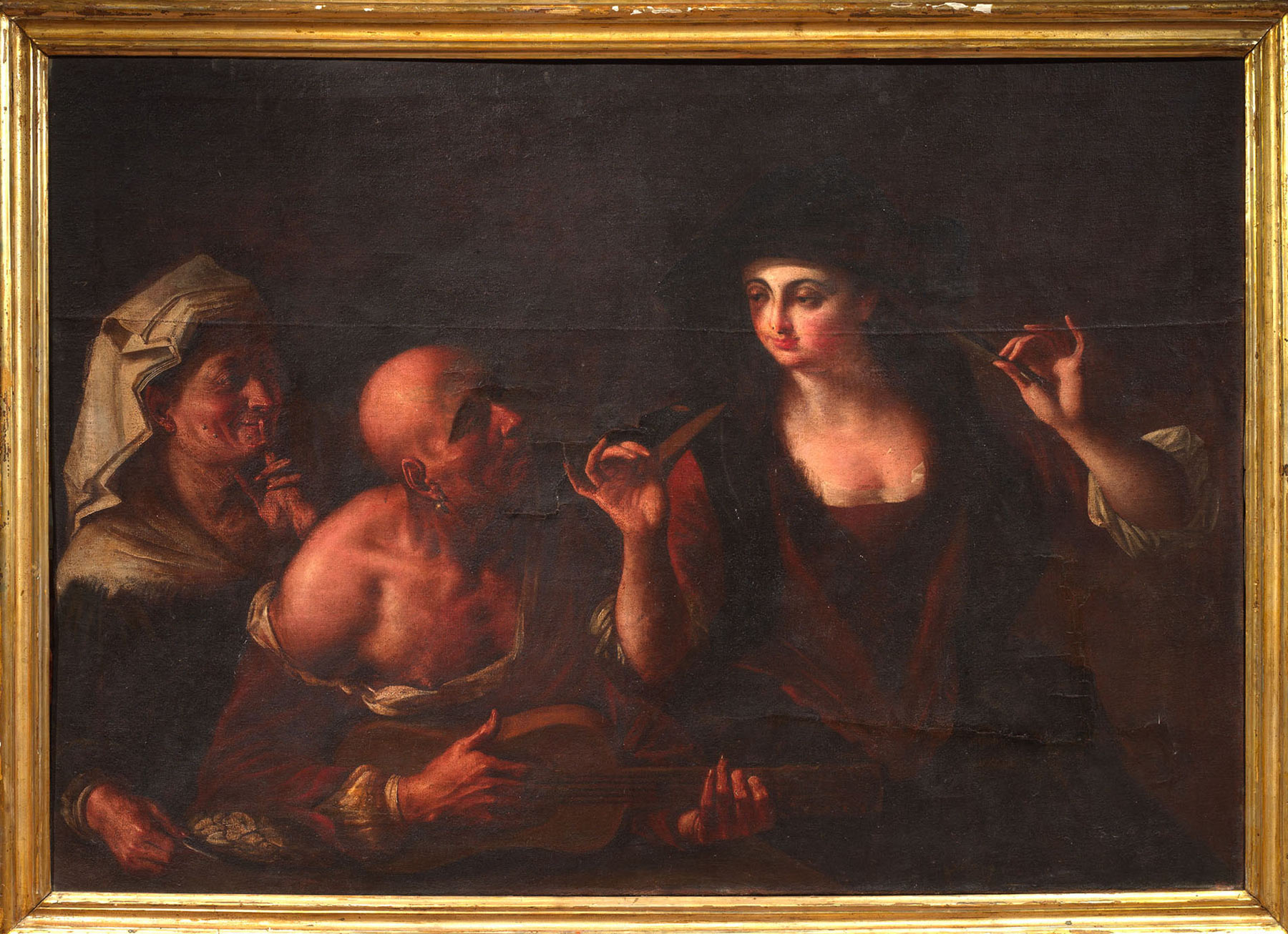 Giovanni Domenico Lombardi detto L'Ometto, Scena di seduzione e inganno (1730-1735 circa; olio su tela, 106,5 x 153 cm; Ro Ferrarese, Fondazione Cavallini Sgarbi)
 Giovanni Domenico Lombardi detto L'Ometto, Scena di seduzione e inganno (1730-1735 circa; olio su tela, 106,5 x 153 cm; Ro Ferrarese, Fondazione Cavallini Sgarbi)