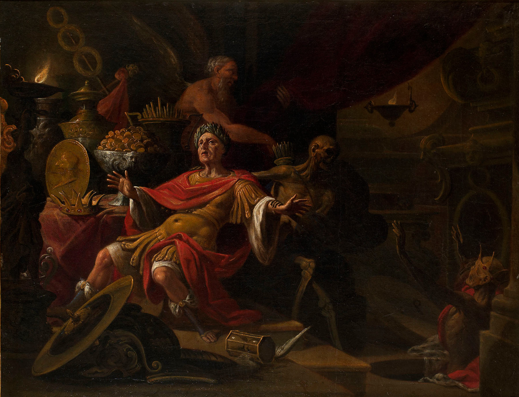 Girolamo Scaglia, Caducità della vita e del potere terreno (1665 circa; olio su tela, 67 x 86 cm; Lucca, Fondazione Cassa di Risparmio di Lucca)
 Girolamo Scaglia, Caducità della vita e del potere terreno (1665 circa; olio su tela, 67 x 86 cm; Lucca, Fondazione Cassa di Risparmio di Lucca)