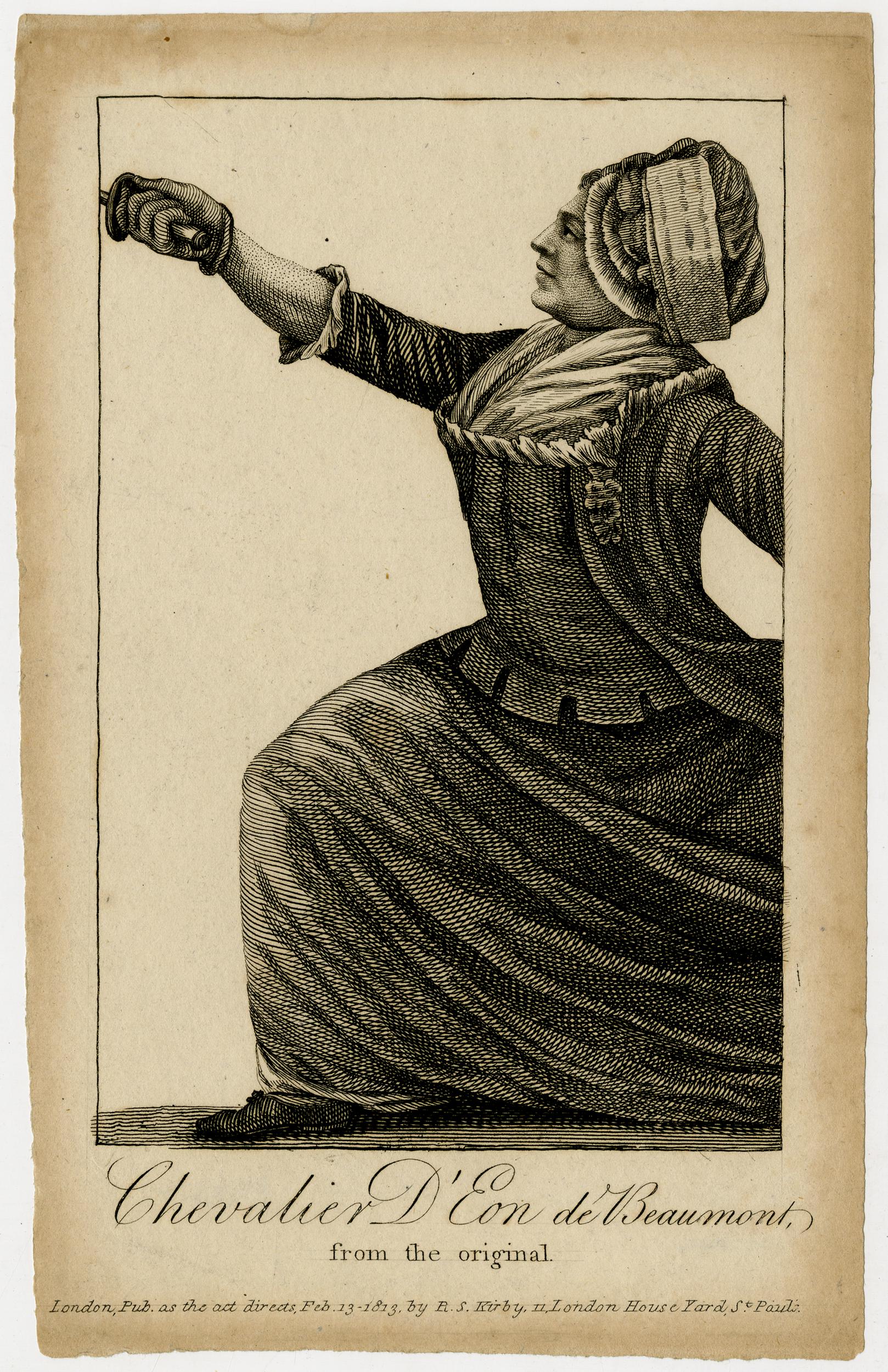 Charles Jean Robineau, Chevalier d'Éon de Beaumont (1813; incisione, 220 x 141 mm; Londra, British Museum)
 Charles Jean Robineau, Chevalier d'Éon de Beaumont (1813; incisione, 220 x 141 mm; Londra, British Museum)