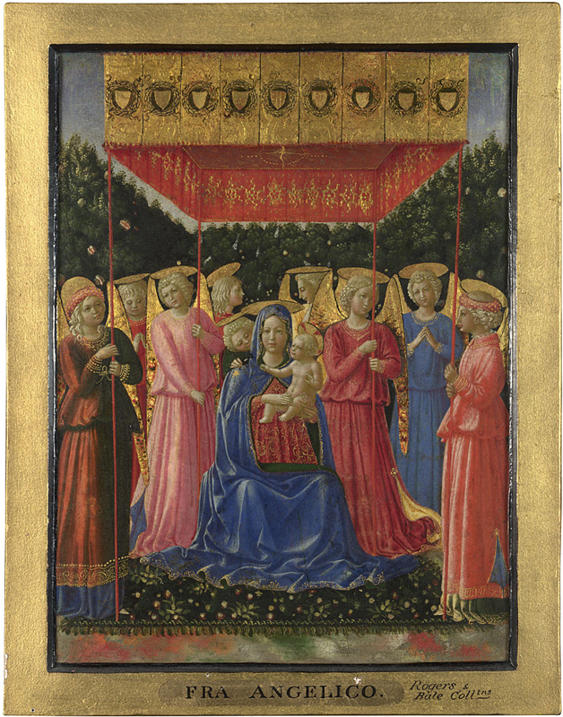 Benozzo Gozzoli (attribuito), Madonna con Bambino e Angeli (1447-1450; tempera su tavola, 33,9 x 26,3 cm; Londra, National Gallery, inv. NG5581)
