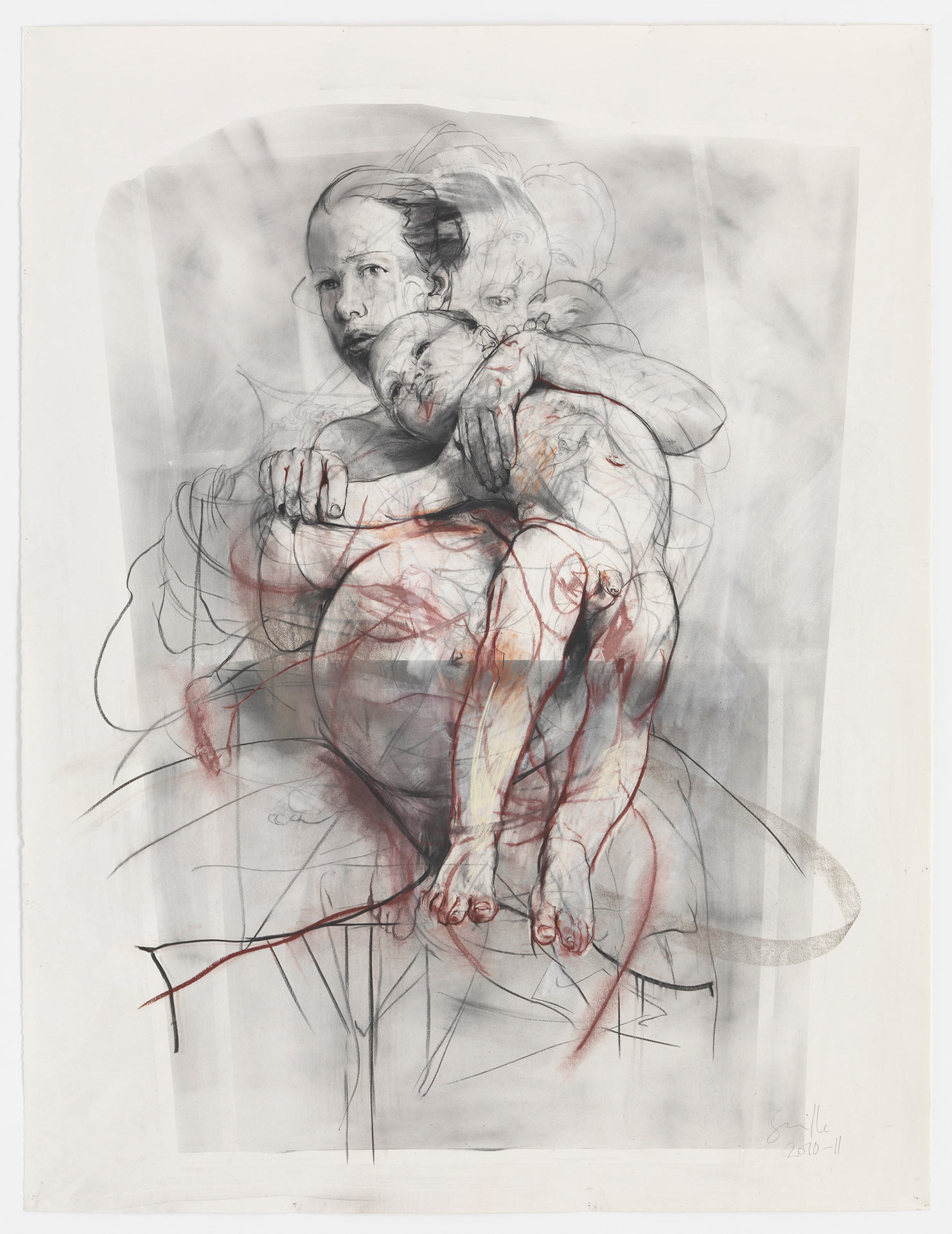 Jenny Saville, Studio per Pentimenti III (2011; sinopia: carboncino e pastello su carta, 200 x 152 cm; Collezione privata) © Jenny Saville. Tutti i diritti riservati, DACS 2021. Foto di Mike Bruce. Su concessione dell’artista e di Gagosian
