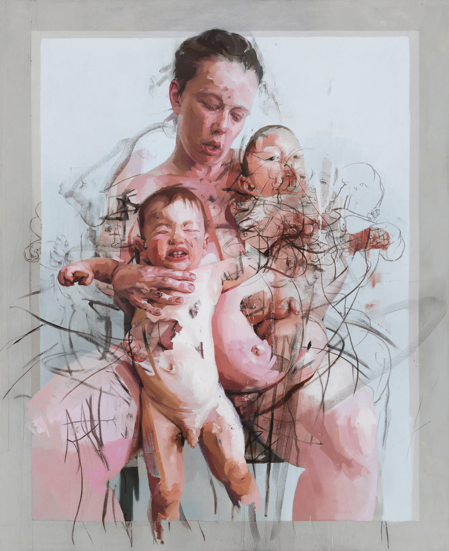 Jenny Saville, The Mothers (2011; olio e carboncino su tela, 270 x 220 cm; Collezione Lisa e Steven Tananbaum). © Jenny Saville. Tutti i diritti riservati, DACS 2021. Foto di Mike Bruce. Su concessione dell’artista e di Gagosian
