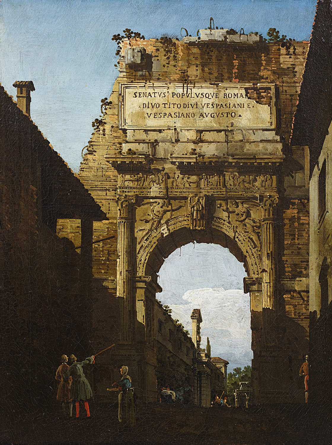 Bernardo Bellotto, L'arco di Tito a Roma (1742 circa; olio su tela, 38 x 28 cm; Bergamo, Accademia Carrara, inv. 58AC00149)

