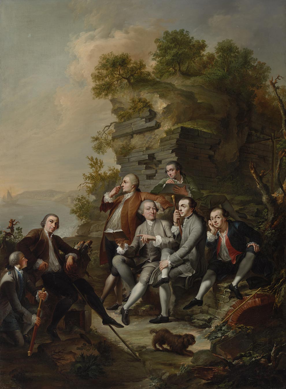 Martin Knoller, Il conte Carlo Gottardo di Firmian in un gruppo di amici durante una gita archeologica a Cuma (1758; olio su tela, 129,5 x 95 cm; Innsbruck, Tiroler Landesmuseum Ferdinandeum, inv. Gem/257)
