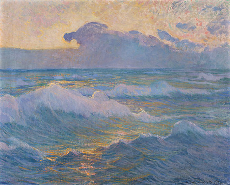 Galileo Chini, Il mare rosso al tramonto (1911; olio su tela, 64 x 80 cm; Collezione privata)

