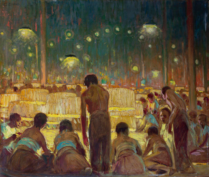 Galileo Chini, La Bisca del Gran Cinese a Bangkok (1912 circa; olio su cartone, 65 x 76 cm; Collezione privata)
