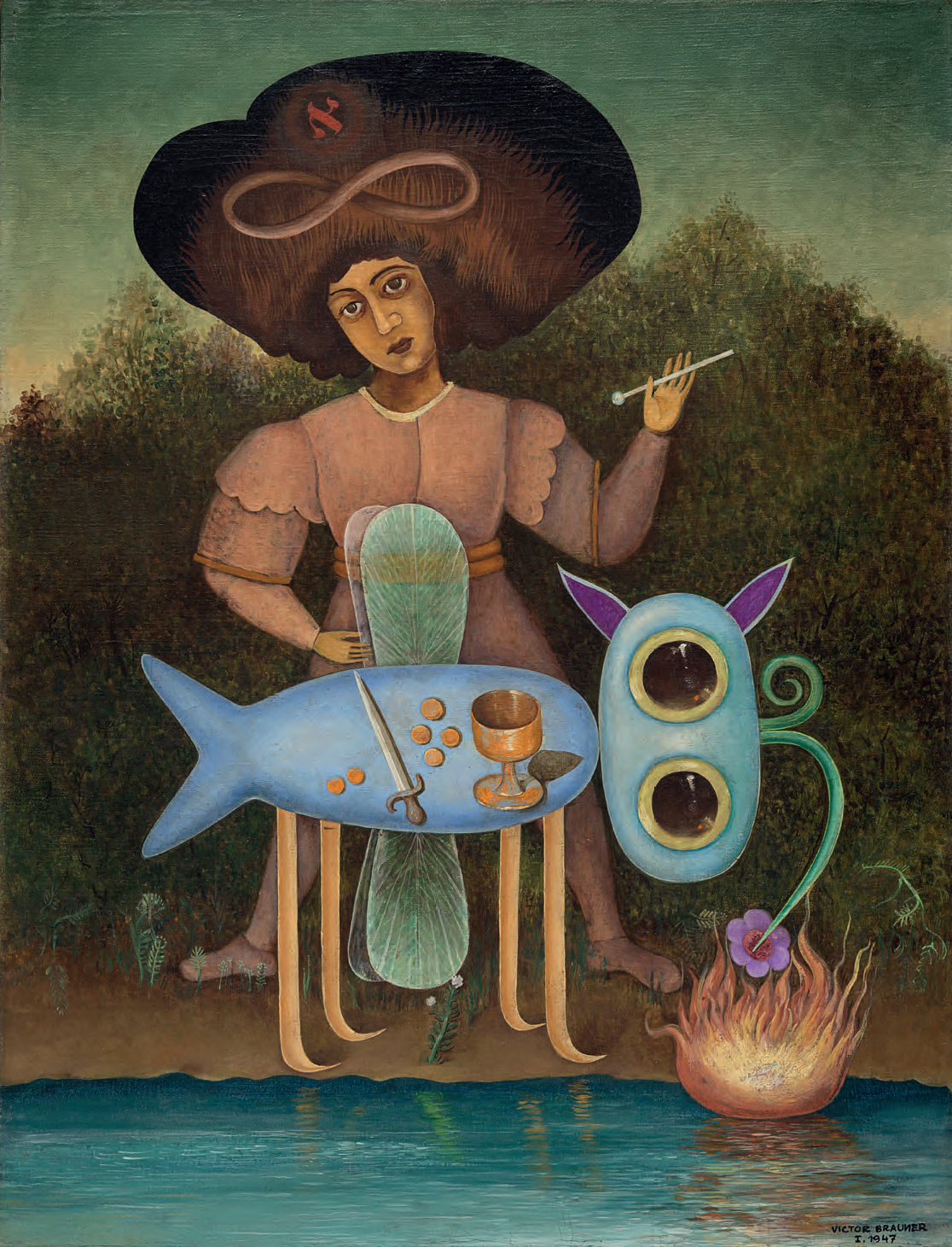 Victor Brauner, Il surrealista (1947; olio su tela, 60 x 45 cm; Venezia, Collezione Peggy Guggenheim, inv. 76.2553 PG 111)
