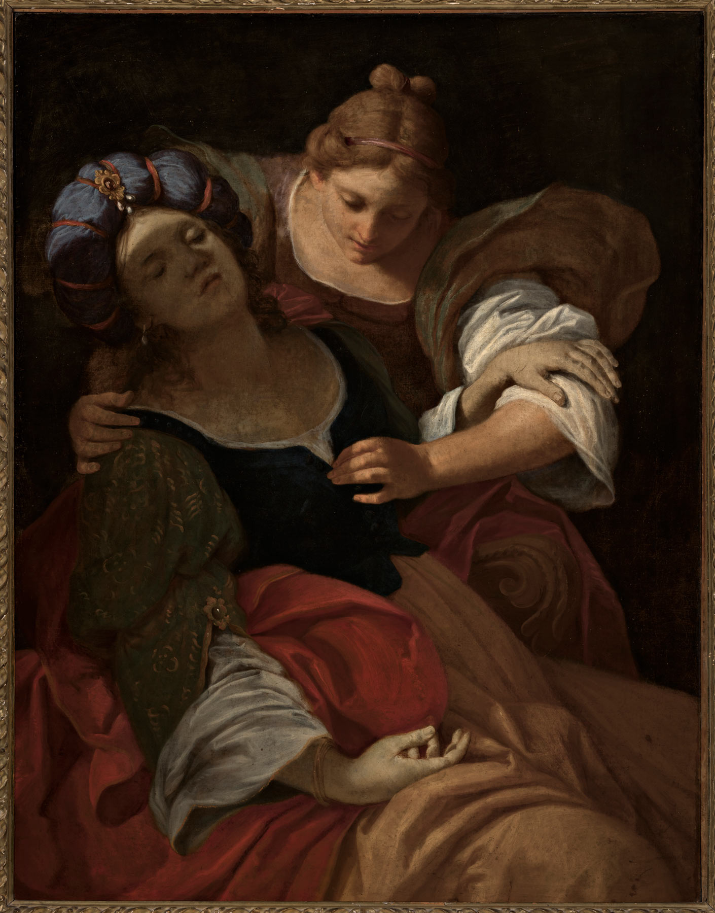 Lorenzo Pasinelli, Svenimento di Porzia assistita da unÂ’ancella (olio su tela, 134,5 x 104,5 cm; San Martino in Soverzano, Collezione Michelangelo Poletti)
