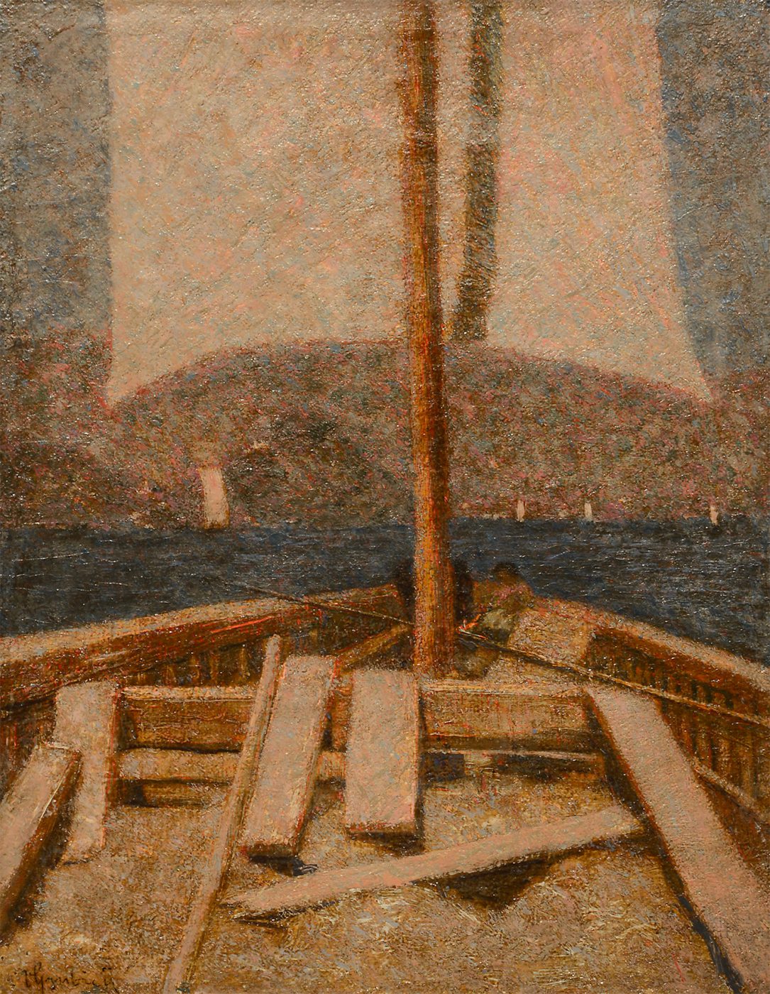 Vittore Grubicy de Dragon, A bordo della Magnina (1889; olio su tela, 33 x 25 cm; Livorno, Museo Civico Giovanni Fattori)
