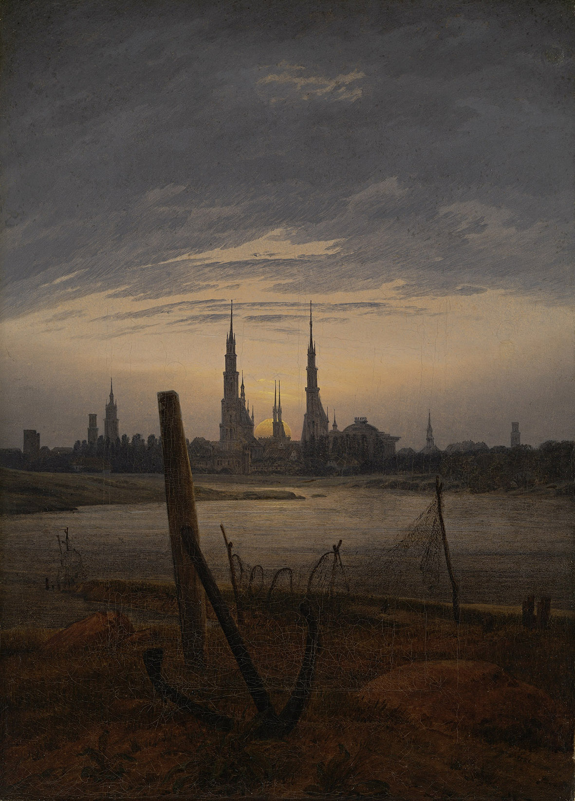 Caspar David Friedrich Città al sorgere della luna (1817; olio su tela, 45 x 32 cm; Winterthur, Kunst Museum Winterthur, Fondazione Oskar Reinhart). © SIK-ISEA, Zurigo (Philipp Hitz)
