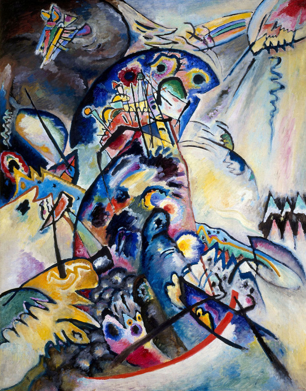 Vasilij Kandinskij, Cresta azzurra (1917; olio su tela, 133 x 104 cm; San Pietroburgo, Museo di Stato Russo)
