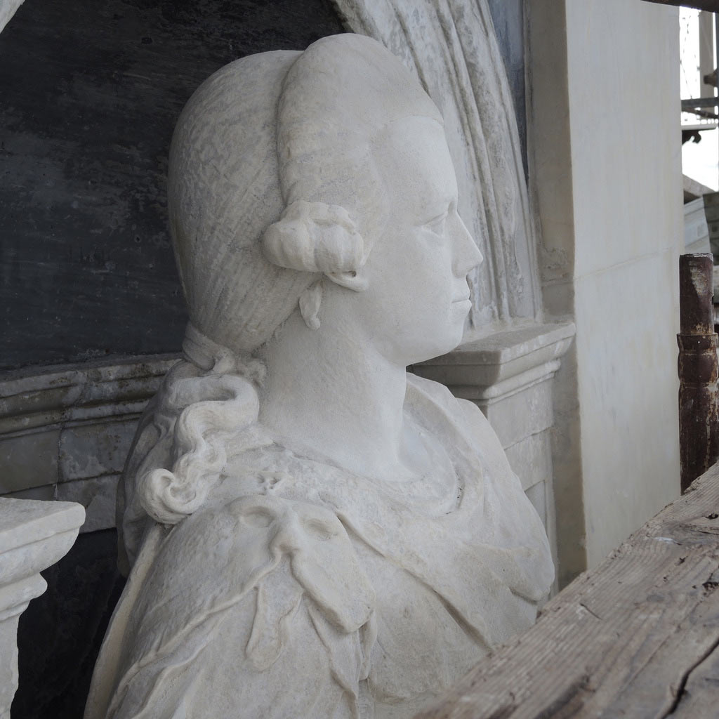 Il volto di Pietro Leopoldo dopo il restauro con lÂ’intergrazione del naso
