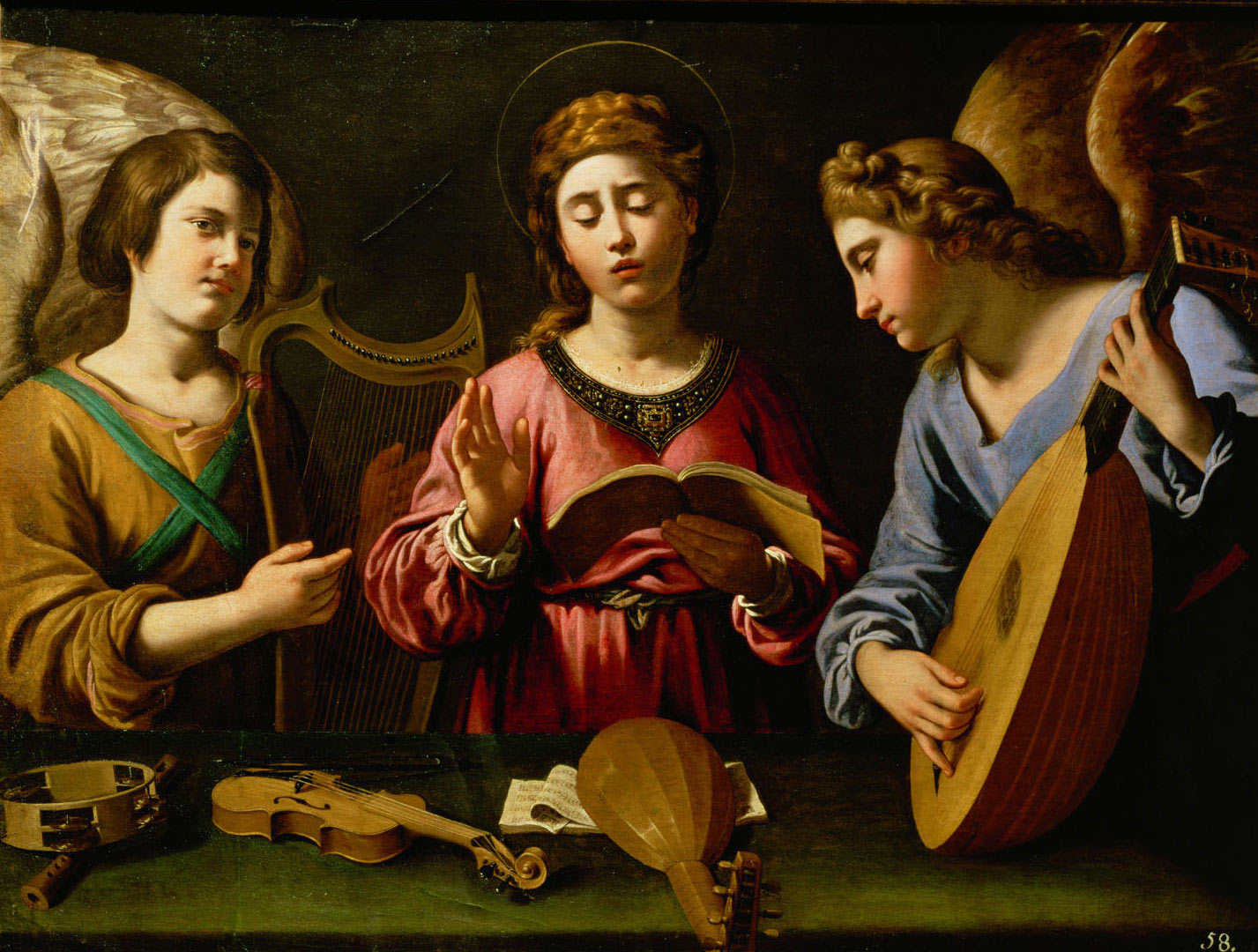 Antiveduto Gramatica, Santa Cecilia e due angeli (1620 circa; olio su tela, 91 x 120 cm; Vienna, Kunsthistorisches Museum)
