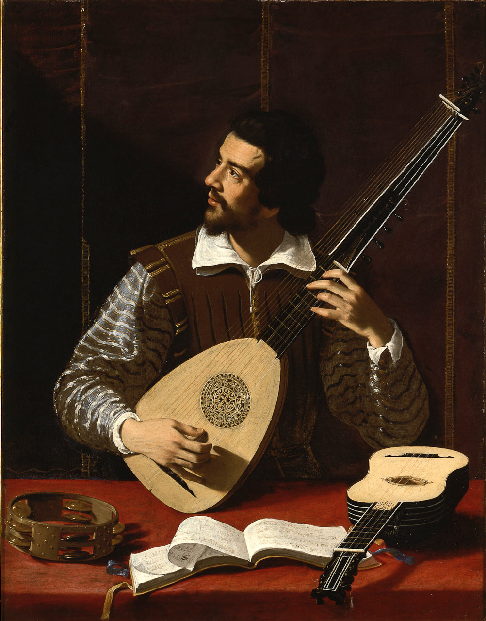 Antiveduto Gramatica, Suonatore di tiorba (1608-1610 circa; olio su tela, 119 x 85 cm; Torino, Musei Reali, Galleria Sabauda)
