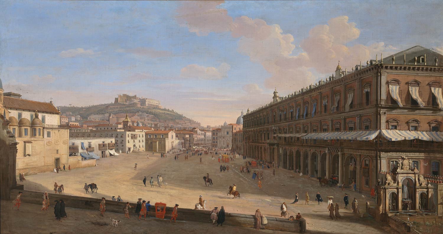 Gaspar Adriaenszoon van Wittel, Veduta di Napoli con Largo di Palazzo (primo quarto del XVIII secolo; olio su tela; Napoli, Gallerie d'Italia, Collezione Intesa Sanpaolo)
