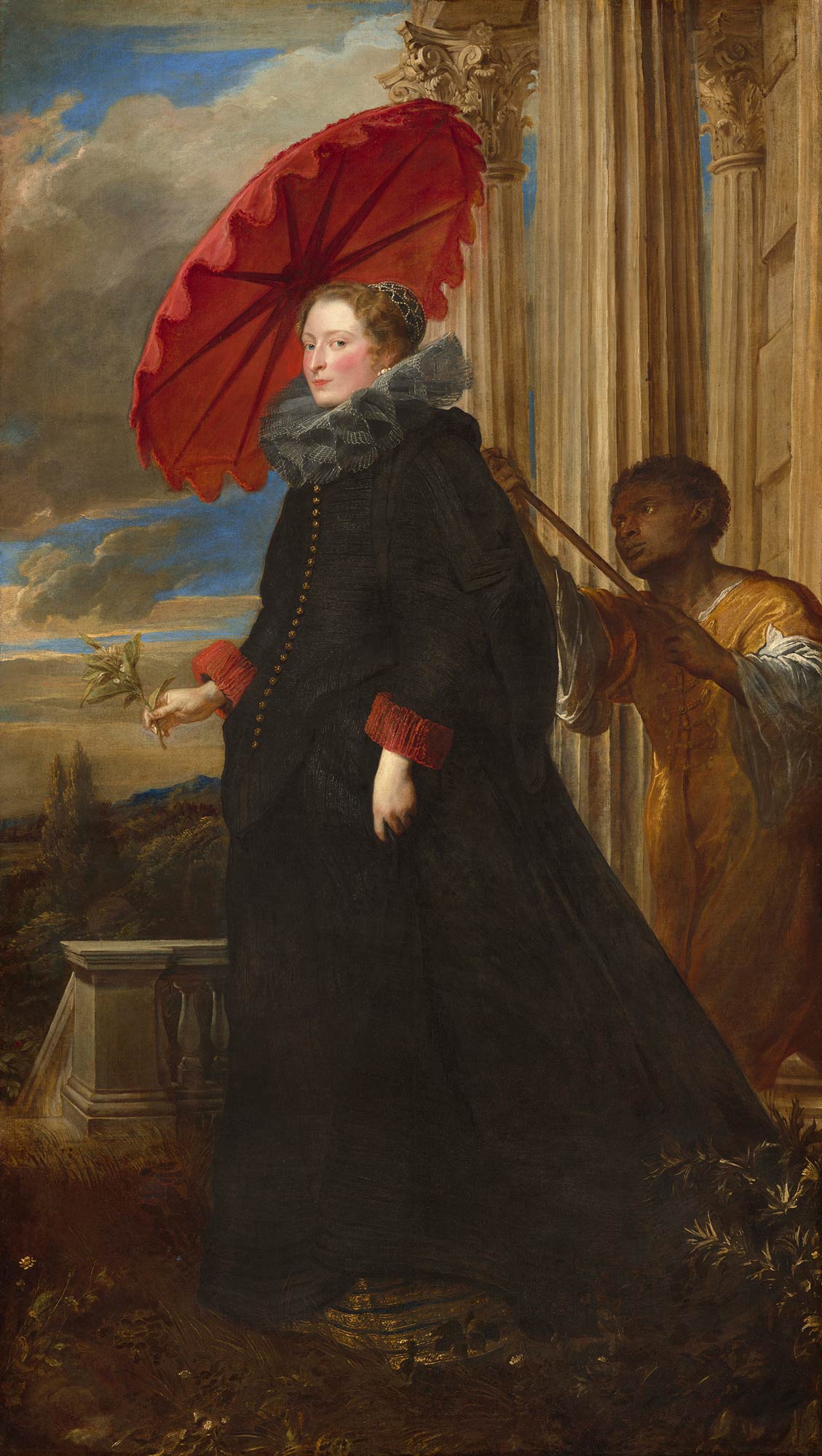 Antoon van Dyck, Ritratto di Elena Grimaldi Cattaneo (1623; olio su tela, 242,9 x 138,5 cm; Washington D.C., National Gallery of Art, Widener Collection)
 Antoon van Dyck, Ritratto di Elena Grimaldi Cattaneo (1623; olio su tela, 242,9 x 138,5 cm; Washington D.C., National Gallery of Art, Widener Collection)