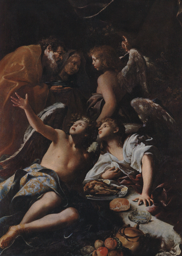 Bartolomeo Guidobono, Abramo convita i tre angeli (1694-1696; olio su tela, 225 x 164 cm; Genova, Musei di Strada Nuova, Palazzo Bianco)
 Bartolomeo Guidobono, Abramo convita i tre angeli (1694-1696; olio su tela, 225 x 164 cm; Genova, Musei di Strada Nuova, Palazzo Bianco)
