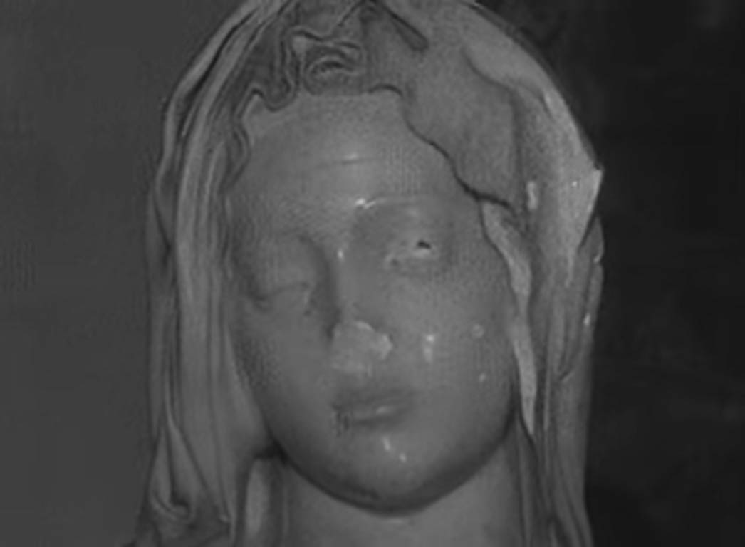 I danni sul volto della Vergine
