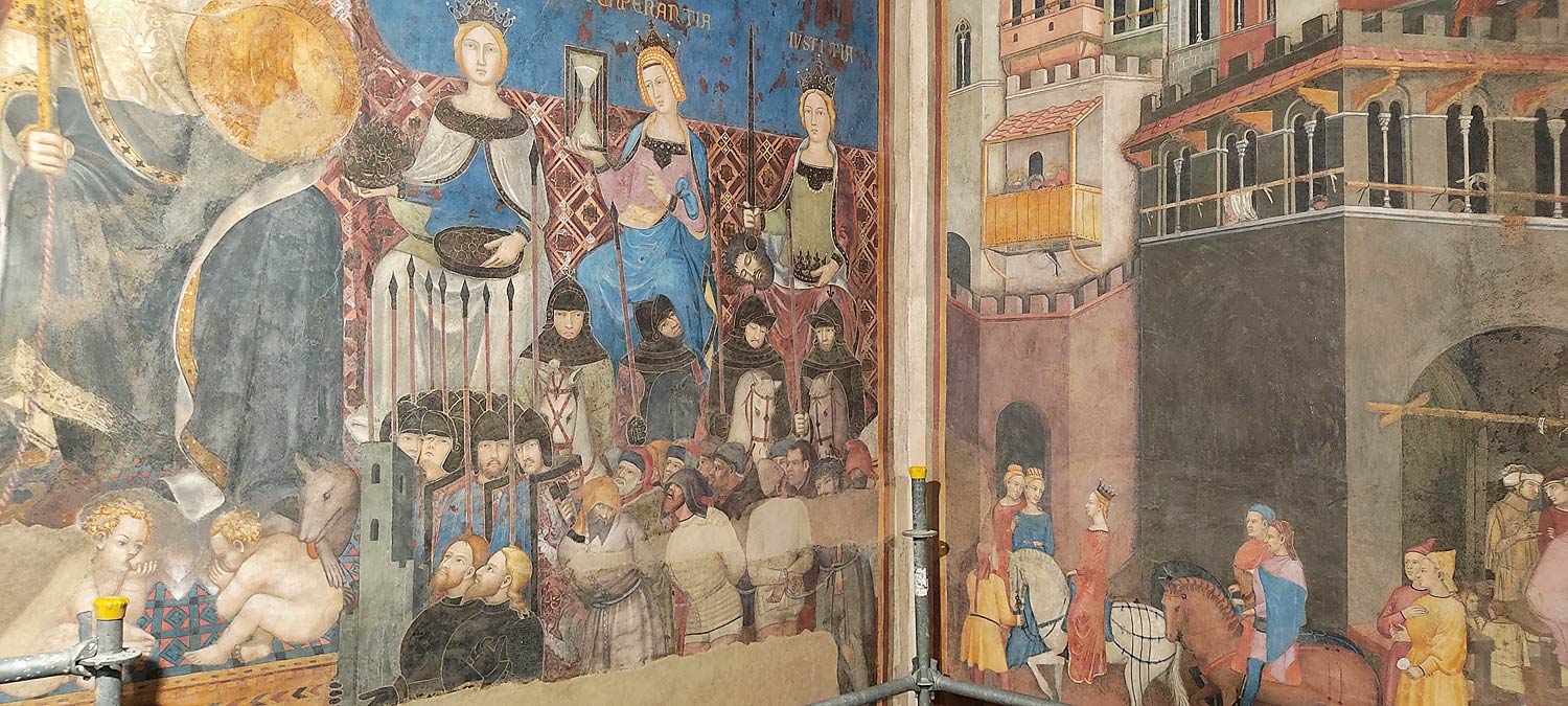 L’angolo dell’affresco ridipinto da Andrea Vanni
