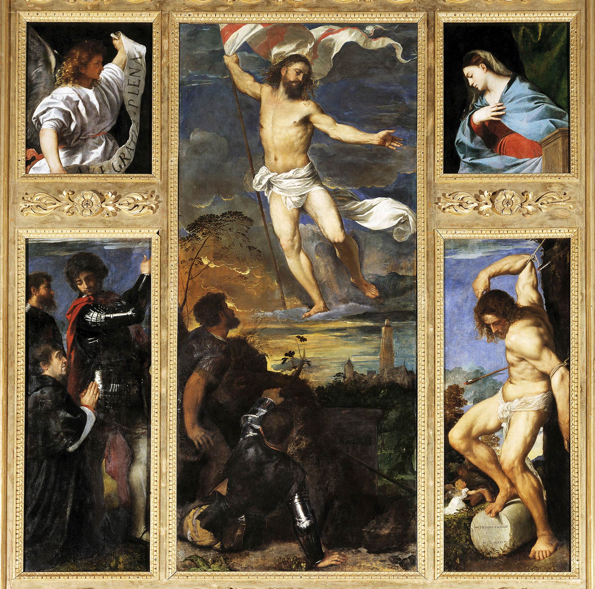 Titian, Averoldi Polyptych (1520-1522; oil on panel 278 x 292 cm; Brescia, Santi Nazaro e Celso)