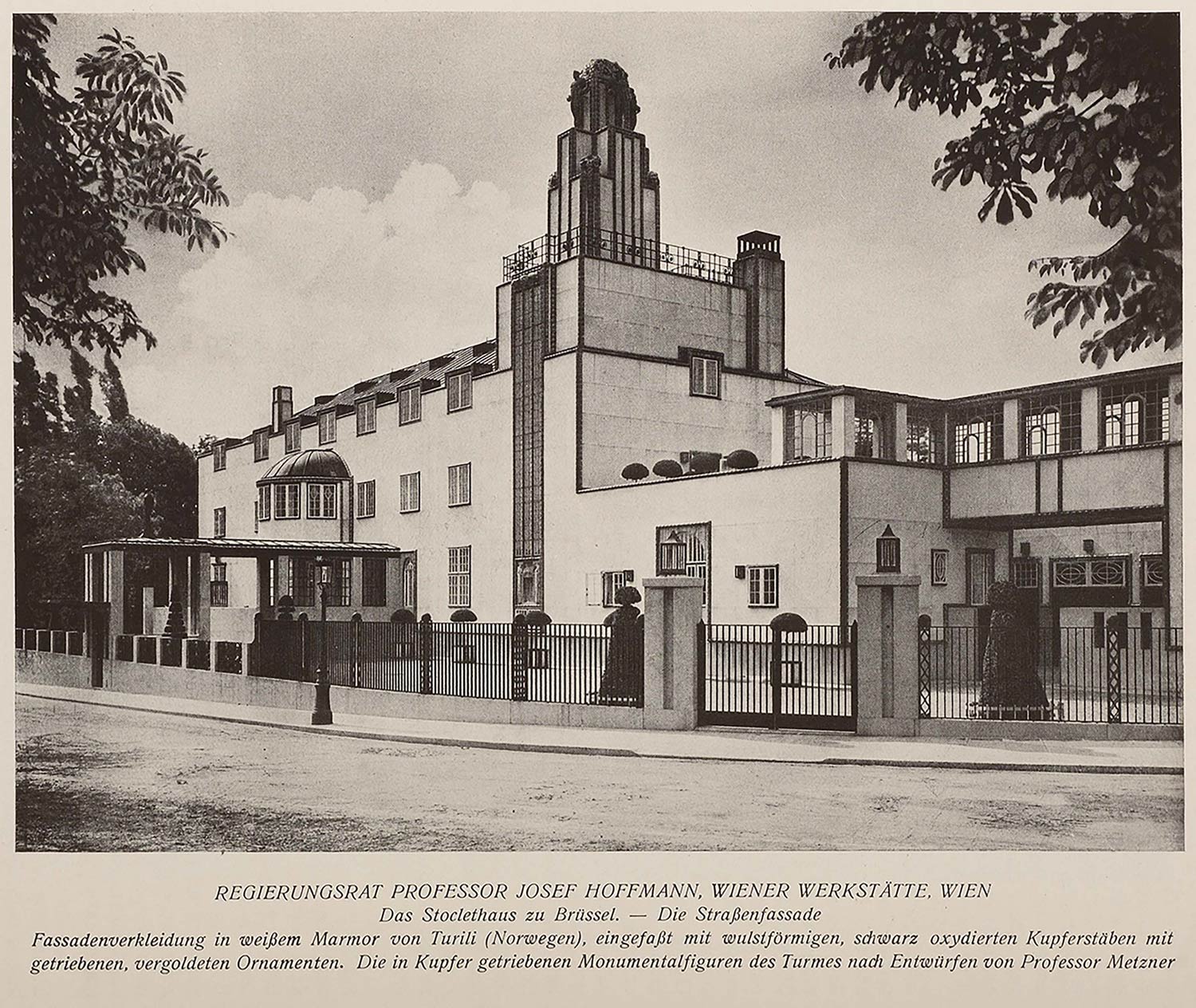 Josef Hoffmann, Facciata di Palais Stoclet a Bruxelles (1914) © MAK
 Josef Hoffmann, Facciata di Palais Stoclete a Bruxelles (1914) © MAK
