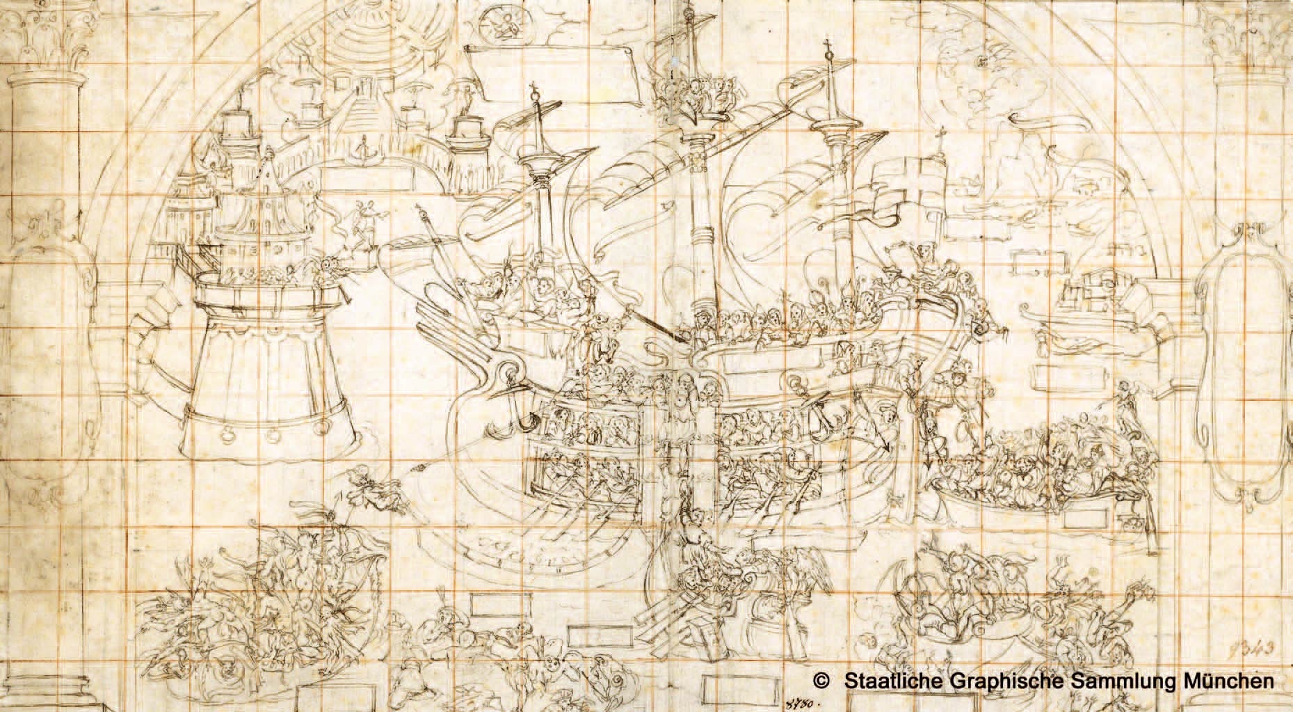 Artista ignoto, Typus Religionis (1550-1600; penna e inchiostro bruno su carta quadrettata, 215 x 390 mm; Monaco di Baviera, Graphische Sammlung)
