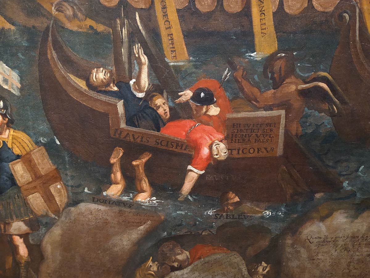 Dettaglio del dipinto di Naurizio, gli scismatici
