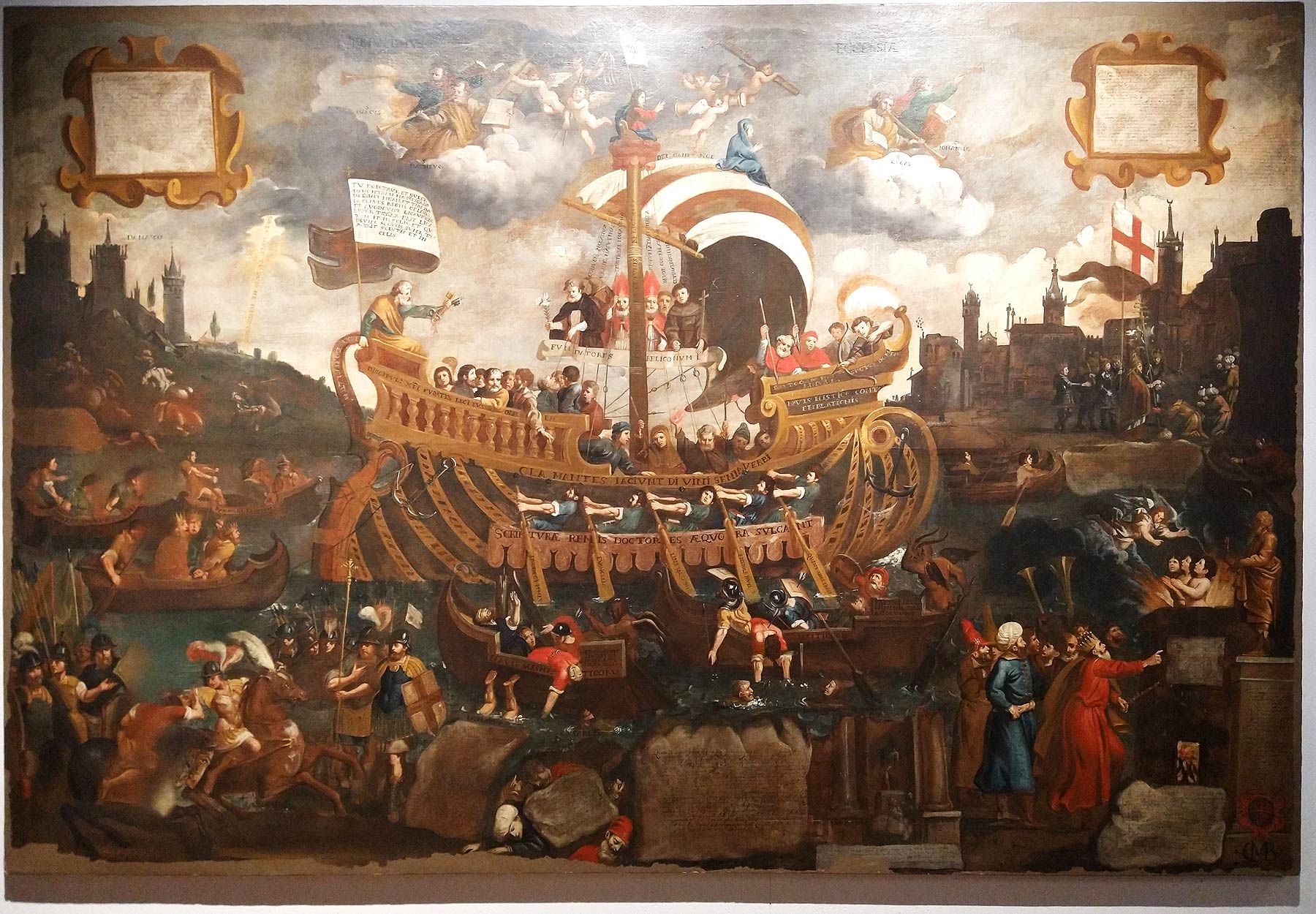 Elia Naurizio, Allegoria della Chiesa trionfante (prima metà del XVII secolo; olio su tela, 192,5 x 282 cm; Riva del Garda, MAG - Museo dell'Alto Garda)
