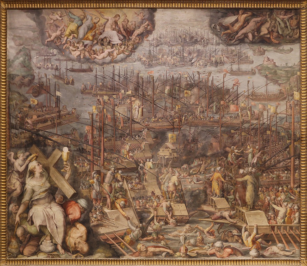 Giorgio Vasari, Battaglia di Lepanto (1572-1573; affresco; Città del Vaticano, Palazzi Vaticani, Sala Regia)
