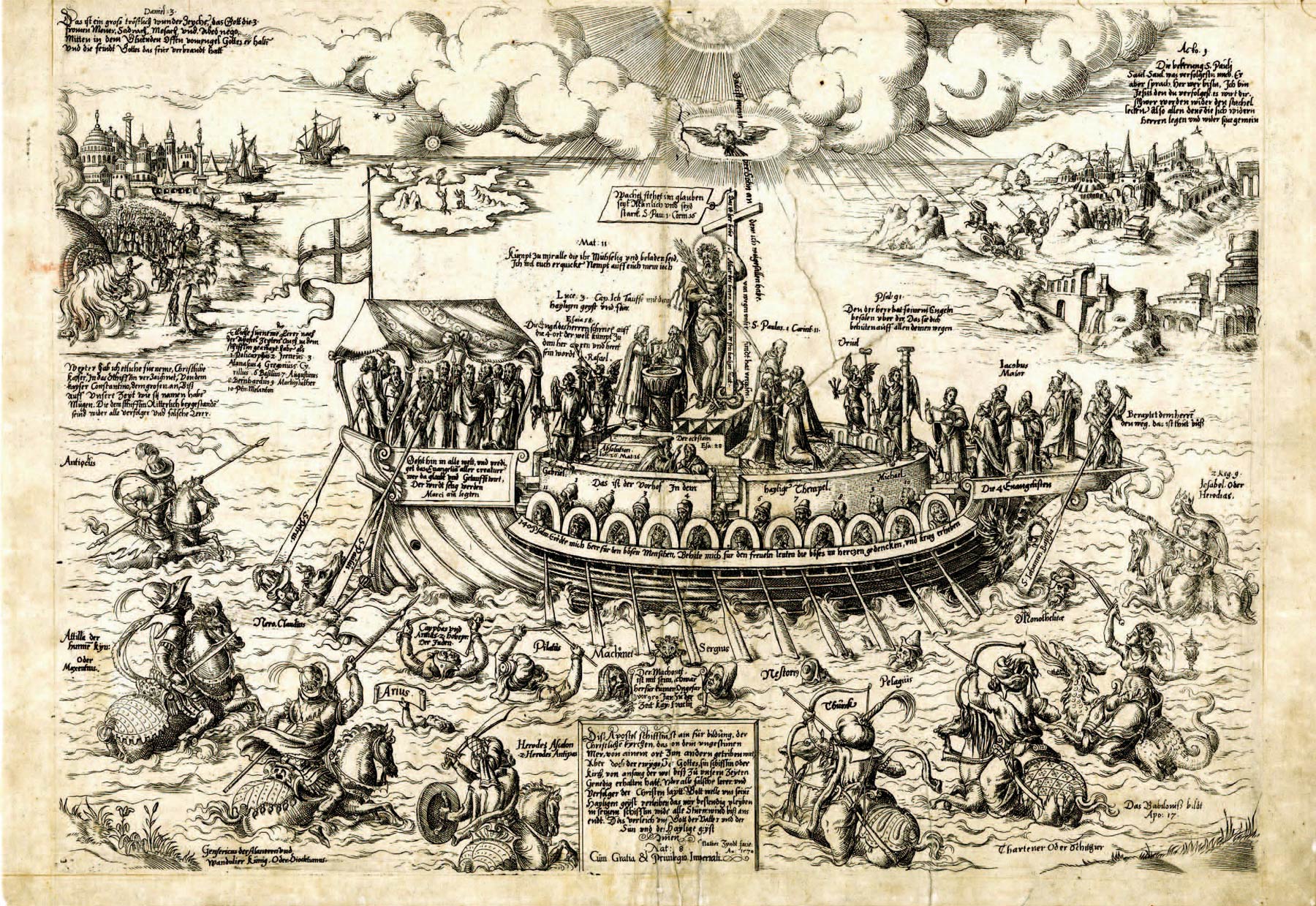 Matthias Zündt, Diss Apostel schifflin (1570?; incisione, 298 x 395 mm; Londra, British Museum)
