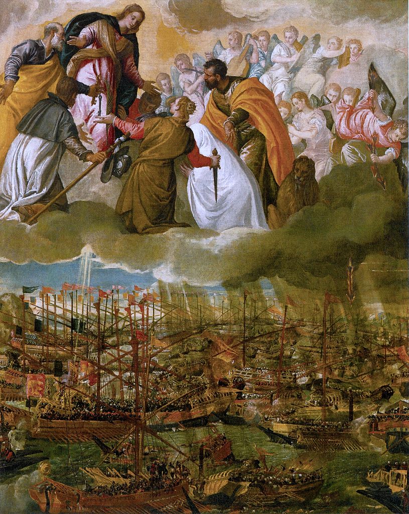 Paolo Veronese, Allegoria della battaglia di Lepanto (1572-1573; olio su tela, 169 x 137 cm; Venezia, Gallerie dell'Accademia)
