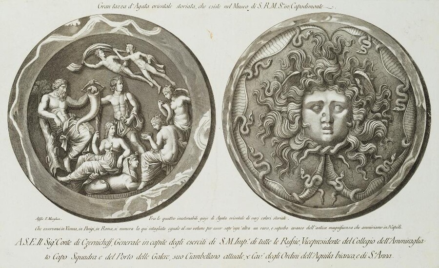 Filippo Morghen, Tazza Farnese (1765-1769; incisione, in Filippo Morghen, Vedute nel regno Napoli)
