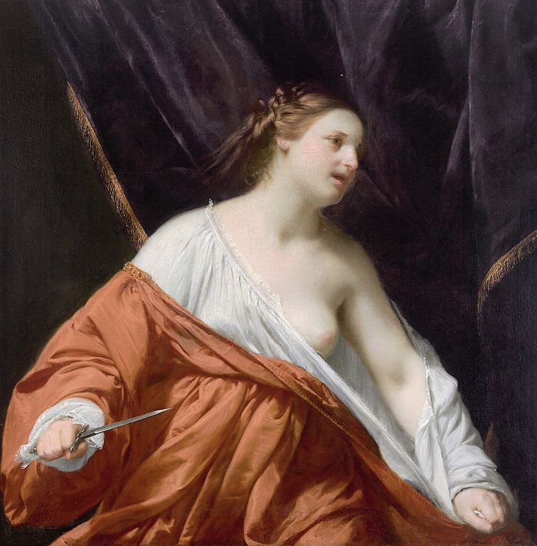 Guido Cagnacci, Lucrezia (1635-1640 circa; olio su tela, 114,5 x 112 cm; Collezione privata)  
