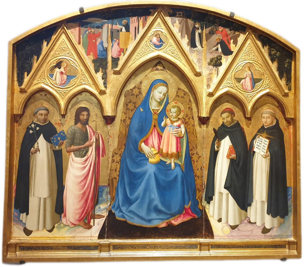 Beato Angelico, Trittico di san Pietro martire (1422-1423; tempera su tavola, 152 x 172 cm; Firenze, Museo di San Marco, inv. 1890 n. 8769)

